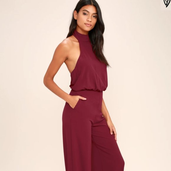 Lulus Pants - LULUS chic wine red jumpsuit size M